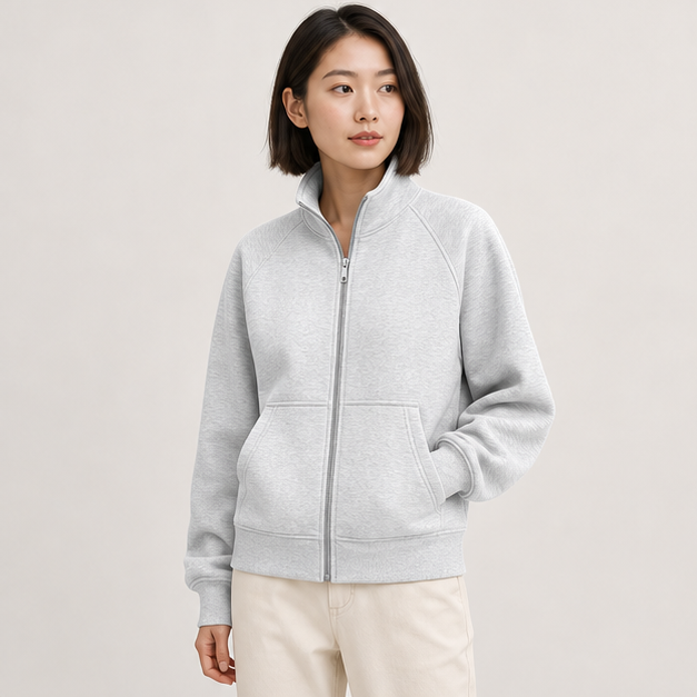 Women's Zip Up Y2k Hoodies Cropped Sweatshirts Fall Fashion | No Hood Stand Collar Jacket with Pockets, Soft Fleece Layering Clothes, Airport - image 3